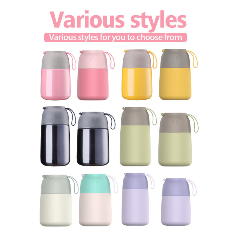 Portable 18oz 25oz Double Wall Stainless Steel Food Flask Jar with Logo for Hot Kids Lunch Box with Foldable Spoon