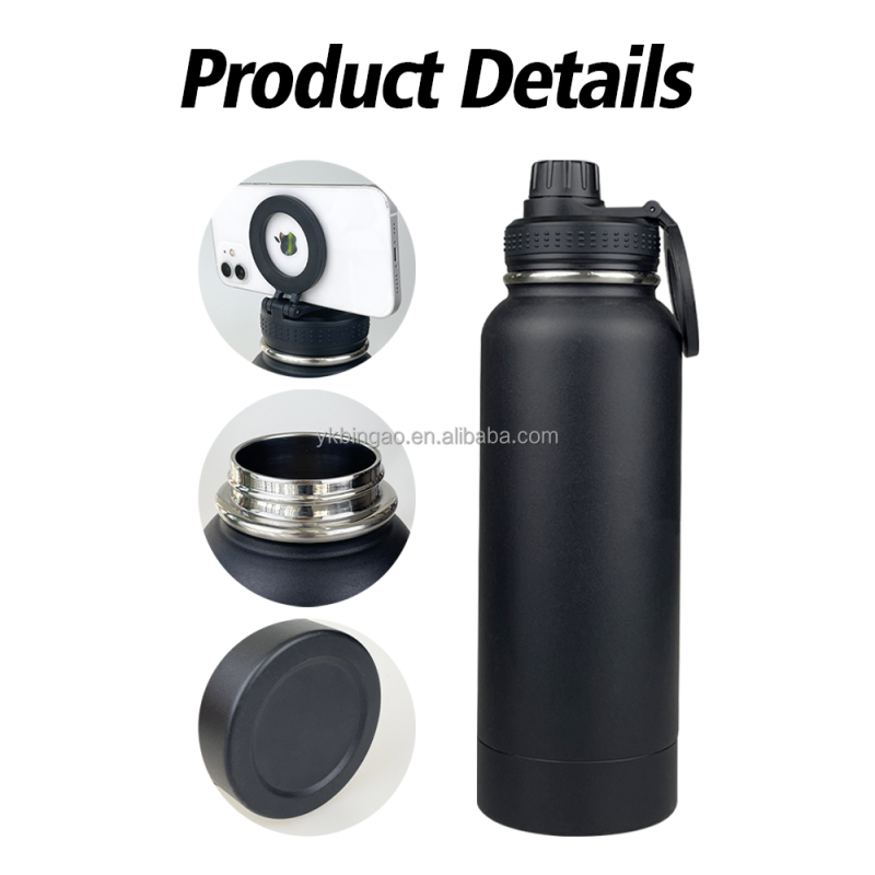 Style 32 oz Double Wall Stainless Steel Insulated 2 in 1 Dog Pet Travel Water Bottle with Bowl With Dry Storage Compartment
