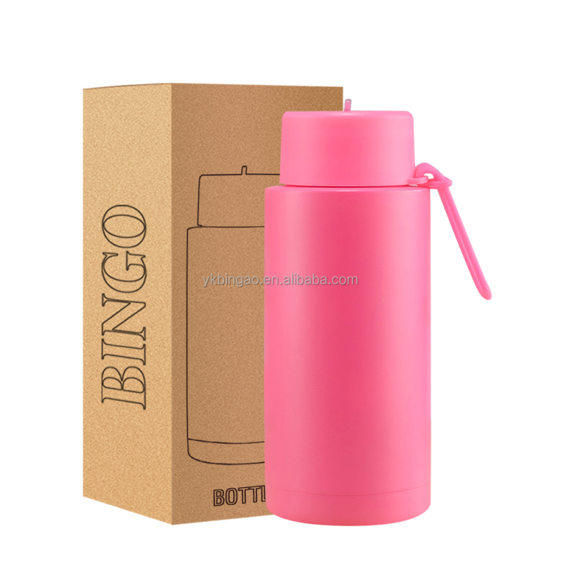 New Design Portable 1L Stainless Steel Double Wall Vacuum Insulated Sport Bottle Water Bottle With Lid and Folding Straw
