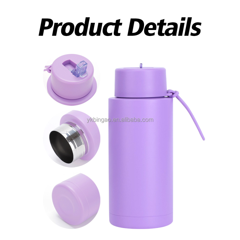 New Design Portable 1L Stainless Steel Double Wall Vacuum Insulated Sport Bottle Water Bottle With Lid and Folding Straw