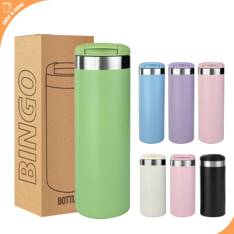Wholesale 12oz 16oz 304 Stainless Steel Straight Cup Custom Portable Car Water Bottle With Lid