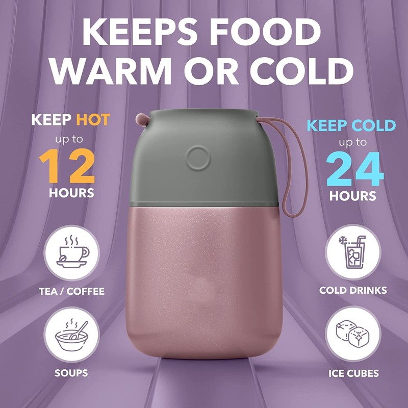 Wholesale Factory Directly Customized Lunch Box Double Wall Insulated Stainless Steel Food Container with Spoon BPA Free Jar
