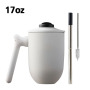 TELESCOPIC STEEL STRAW Shaker Bottle Gym Hot and Cold Thermal Cup STORAGE in HANDLE Stainless Steel Shaker Bottle