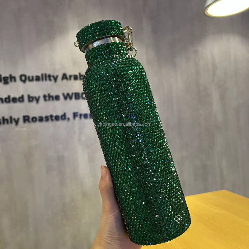 Wholesale Hot Selling 750ml Stainless Steel Diamond Vacuum Flask - Rhinestone Bling Tumbler Cup with Lid