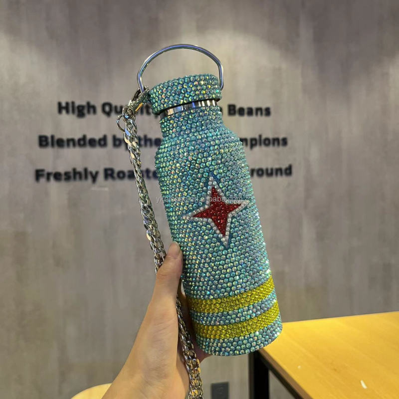 Wholesale Hot Selling 750ml Stainless Steel Diamond Vacuum Flask - Rhinestone Bling Tumbler Cup with Lid
