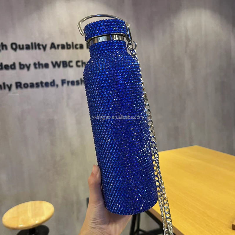 Wholesale Hot Selling 750ml Stainless Steel Diamond Vacuum Flask - Rhinestone Bling Tumbler Cup with Lid