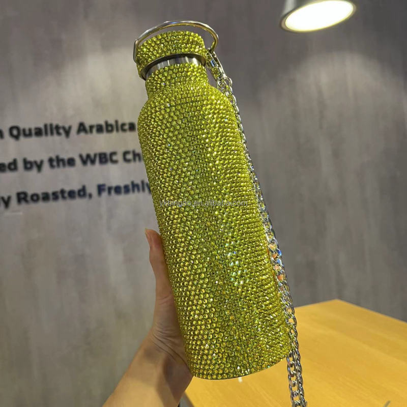 Wholesale Hot Selling 750ml Stainless Steel Diamond Vacuum Flask - Rhinestone Bling Tumbler Cup with Lid