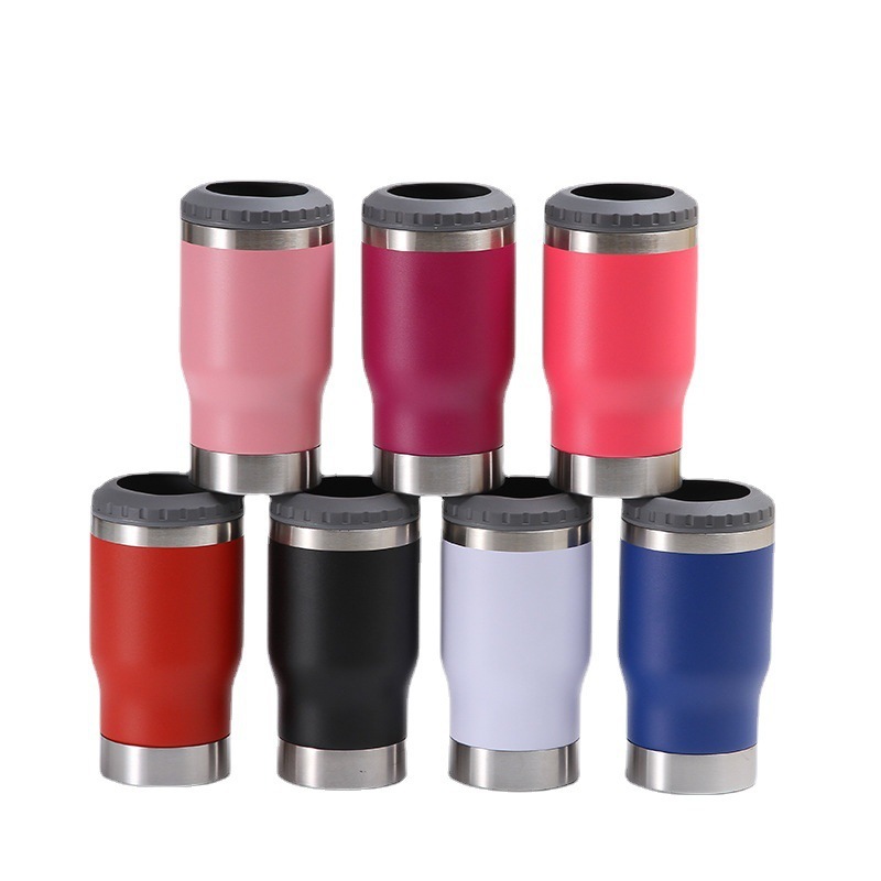 Portable 12oz Slim Blank Vacuum Insulated Double Walled Stainless Steel Beer Bottle Buckets and Can Cooler