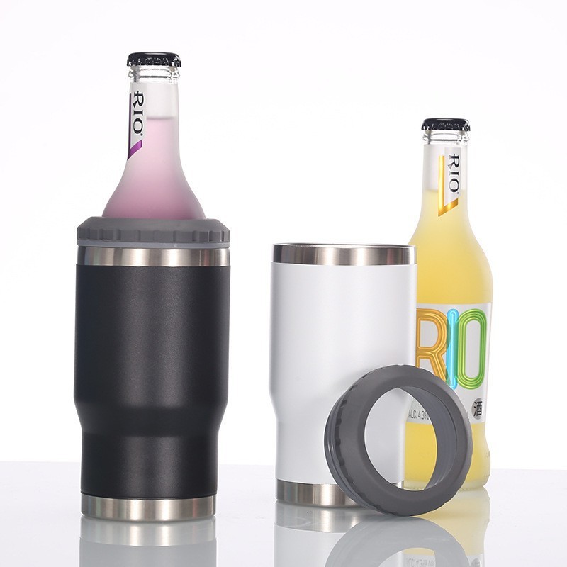 Portable 12oz Slim Blank Vacuum Insulated Double Walled Stainless Steel Beer Bottle Buckets and Can Cooler