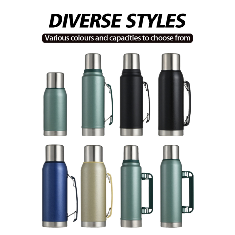 Outdoor High Quality 1L 2L Custom Logo Water Bottle Insulated Double Wall Stainless Steel Gym Water Bottle With Handle