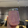 Wholesale Outdoor Camping Cup 12 Oz Rhinestone Studded Bling Tumbler Full Bling Rhinestone 12 oz Tumbler with Handle and Straw