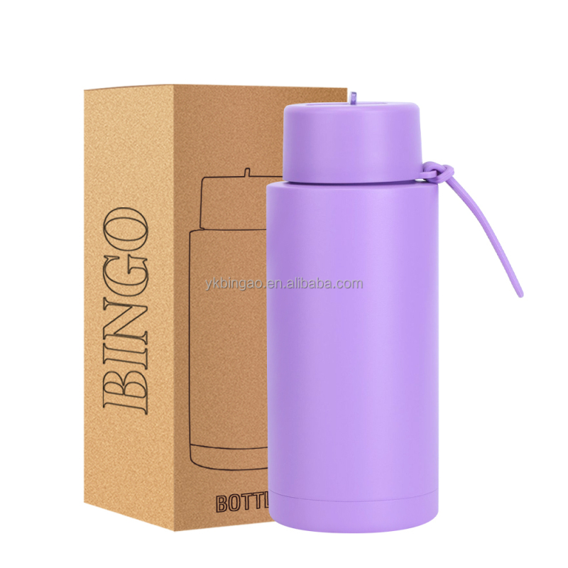 34oz Custom Logo Bottle Green Sports Vacuum Insulated Stainless Steel Ceramic Inner Water Bottle With Straw Lid for Gifts
