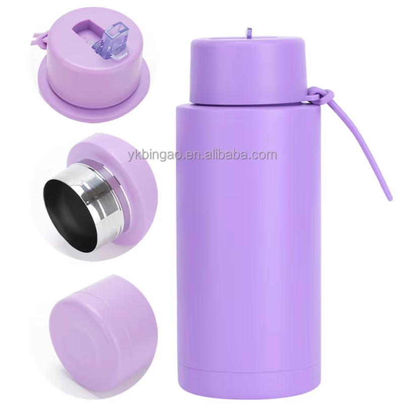 34oz Custom Logo Bottle Green Sports Vacuum Insulated Stainless Steel Ceramic Inner Water Bottle With Straw Lid for Gifts