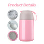 Factory Customized 316 Stainless Steel Double Wall Food Jar Vacuum Insulated Baby Container Soup Pot Food Thermos with Spoon