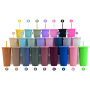 Summer Colorful 24OZ Plastic Water Bottle Customized Fashion Beer Drinking Party Use Double Wall Coffee Mug with Straw Bpa Free