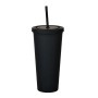 Summer Colorful 24OZ Plastic Water Bottle Customized Fashion Beer Drinking Party Use Double Wall Coffee Mug with Straw Bpa Free