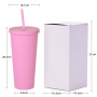 Summer Colorful 24OZ Plastic Water Bottle Customized Fashion Beer Drinking Party Use Double Wall Coffee Mug with Straw Bpa Free
