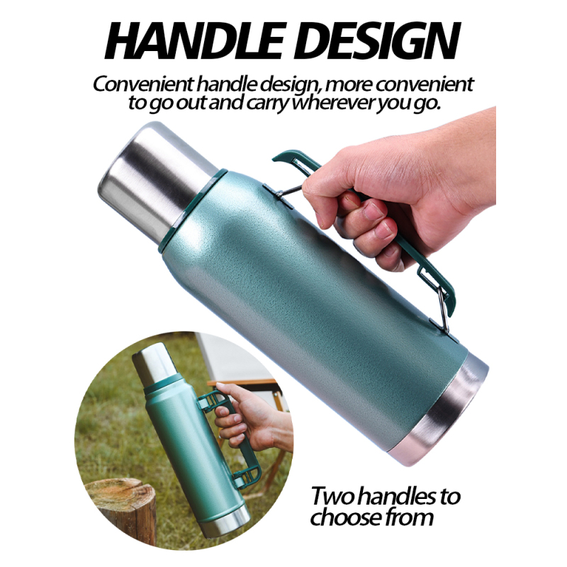 Stainless Steel Water Bottle with Wide Mouth - Available in 750ml, 1L, 1.9L & 2L Capacities - Thermal Flask for Hot & Cold Drink