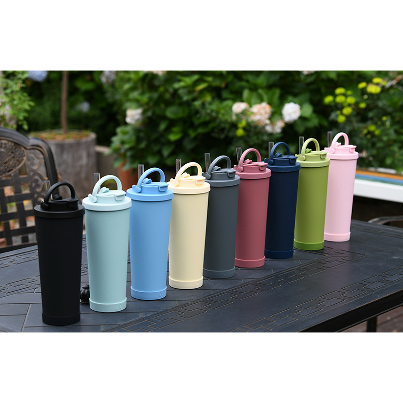 710ml High Quality Stainless Steel Insulated Coffee Tumbler With Handle and Straw Car Travel Tumbler Cups