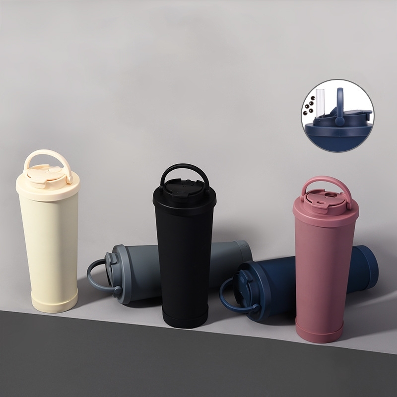 710ml High Quality Stainless Steel Insulated Coffee Tumbler With Handle and Straw Car Travel Tumbler Cups