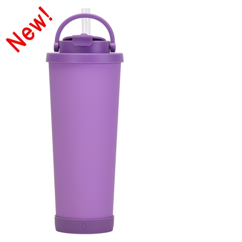 Portable Stainless Steel Straw Cup Double Wall Drink Insulated Reusable Water Bottle