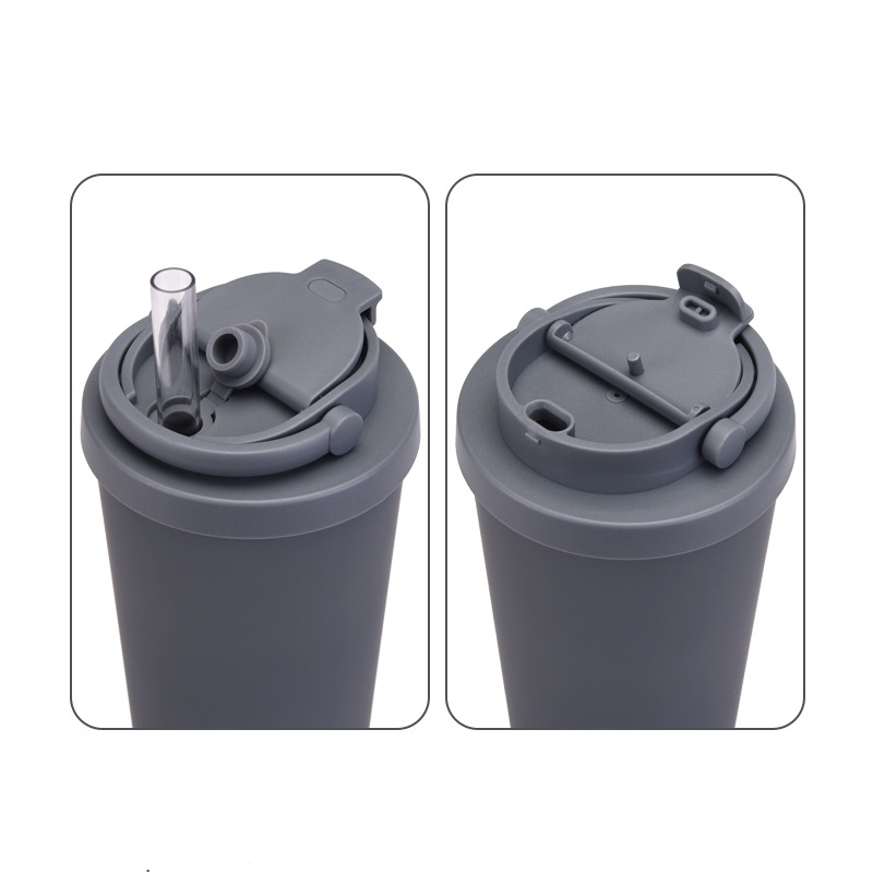 Portable Stainless Steel Straw Cup Double Wall Drink Insulated Reusable Water Bottle