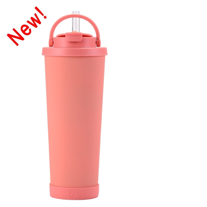 Portable Stainless Steel Straw Cup Double Wall Drink Insulated Reusable Water Bottle