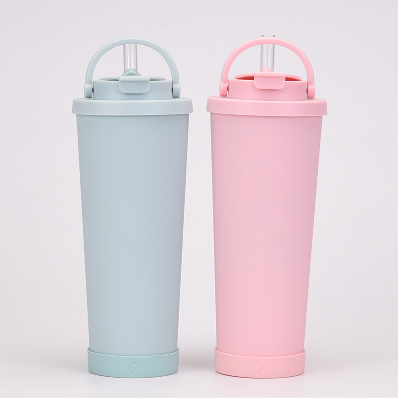 Portable Stainless Steel Straw Cup Double Wall Drink Insulated Reusable Water Bottle