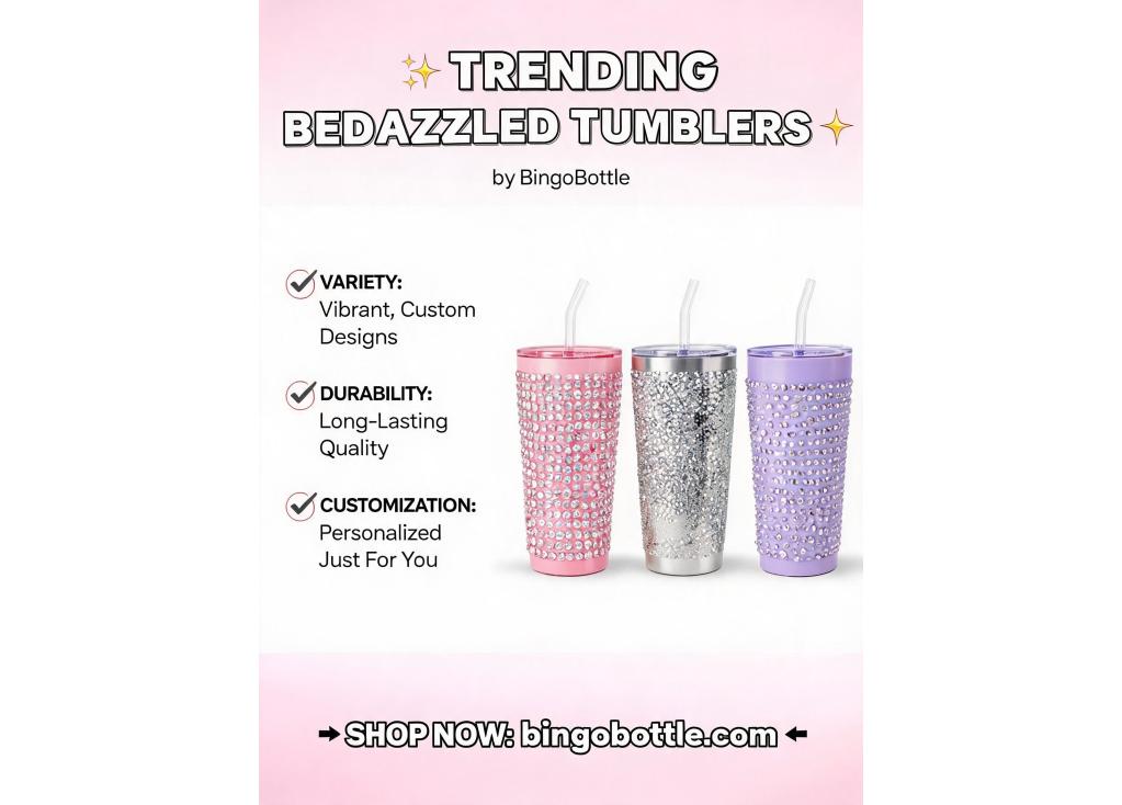 Who supplies bedazzled or bling tumblers that are currently trending in the retail market?
