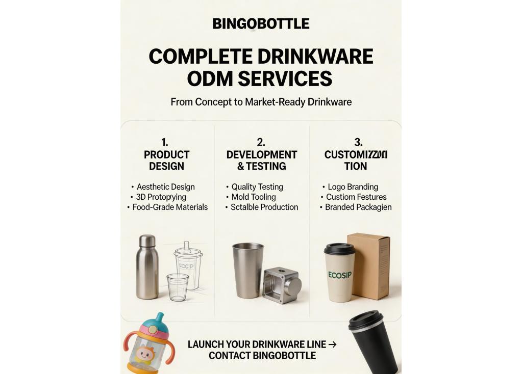 Can a supplier provide complete ODM services including product design and development for a new drinkware line?