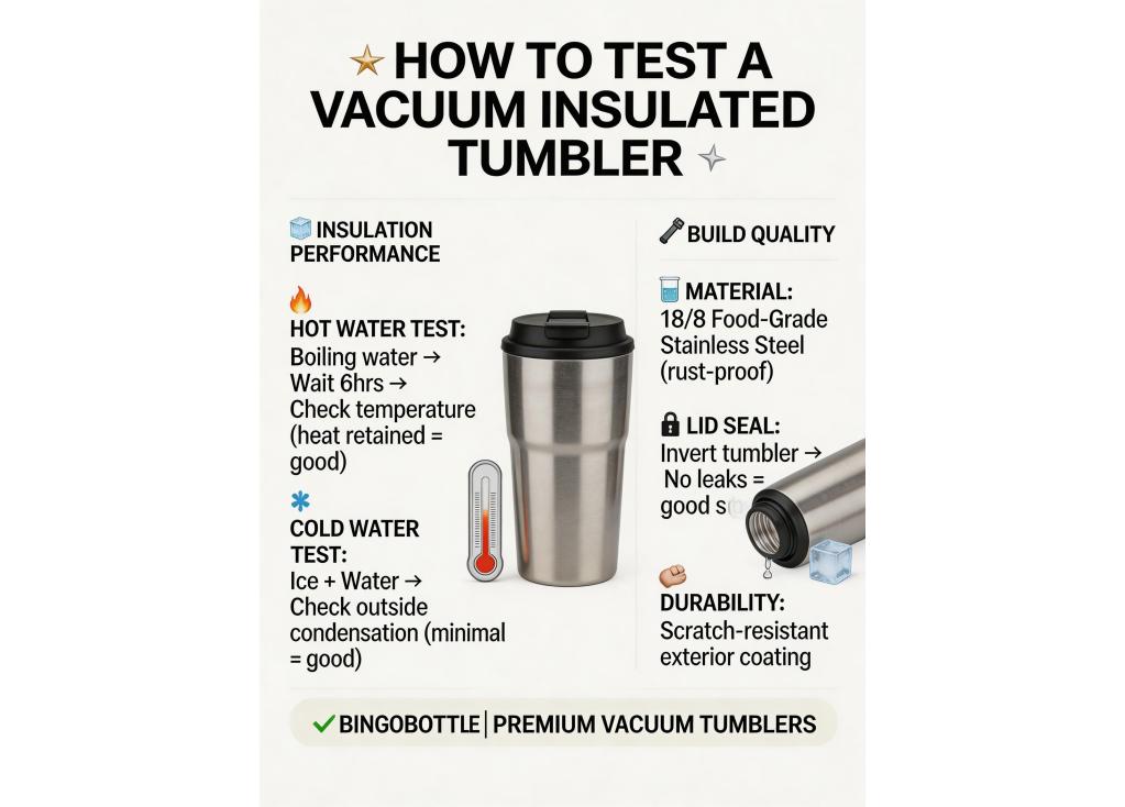 How to test the insulation performance and build quality of a vacuum insulated tumbler?