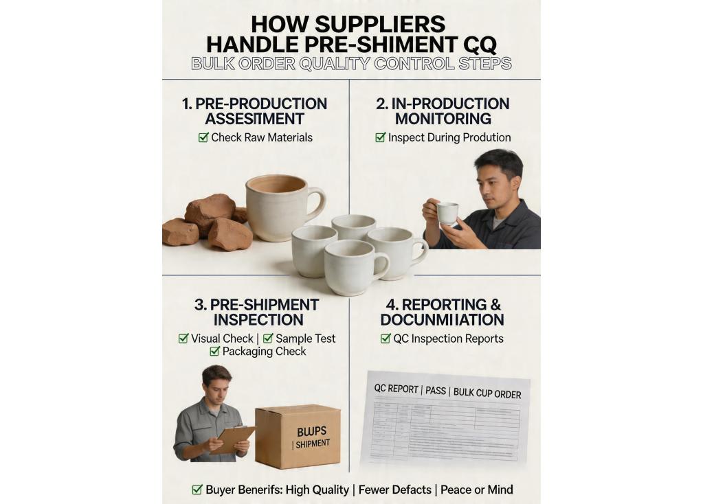 How do suppliers handle quality control inspections before shipment for bulk orders?