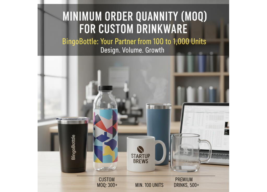 What are the minimum order quantity (MOQ) requirements for custom drinkware from Chinese manufacturers?