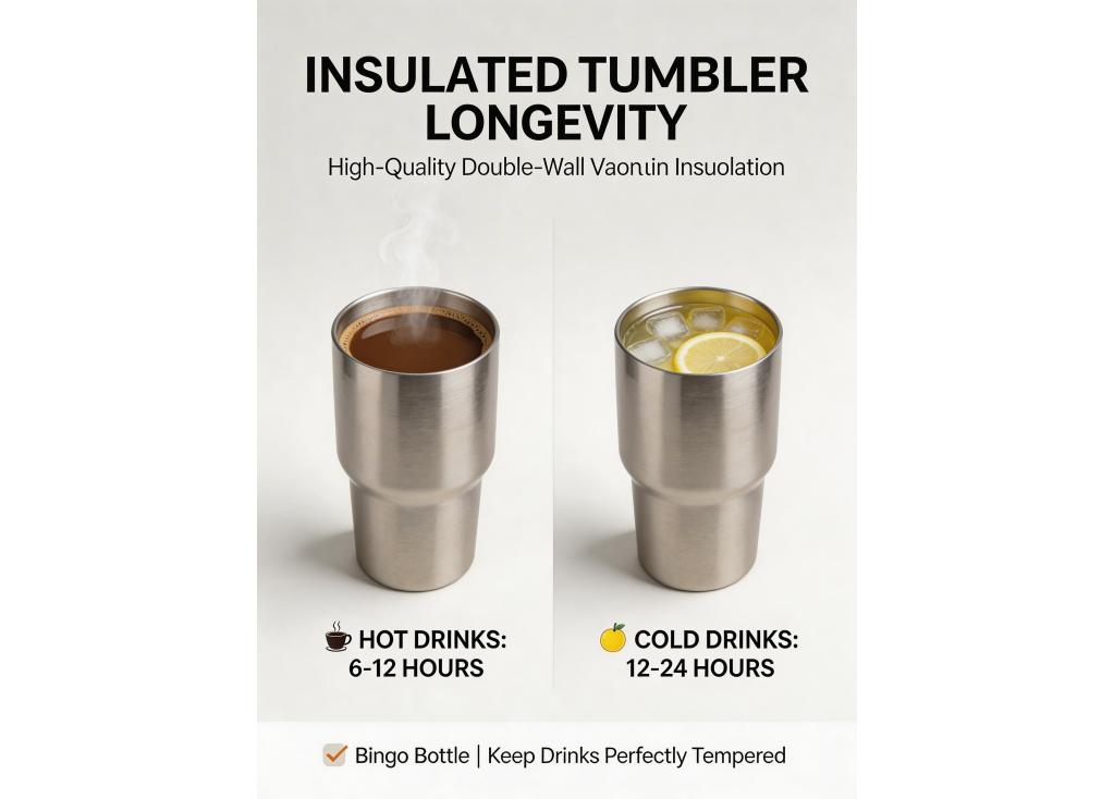 How long should a high-quality insulated tumbler keep drinks hot or cold?