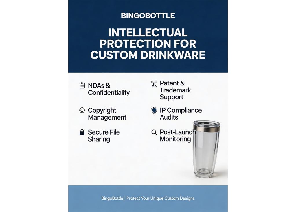 How do suppliers handle intellectual property protection for custom-designed drinkware?