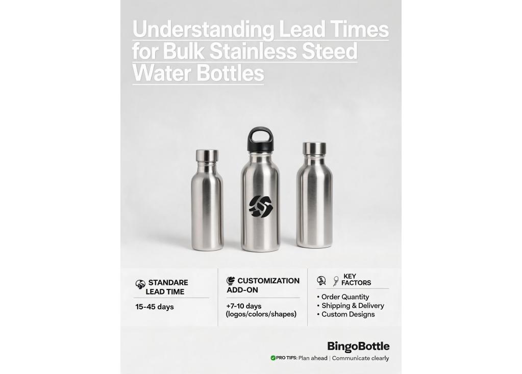 What are the typical lead times for bulk orders of stainless steel water bottles?