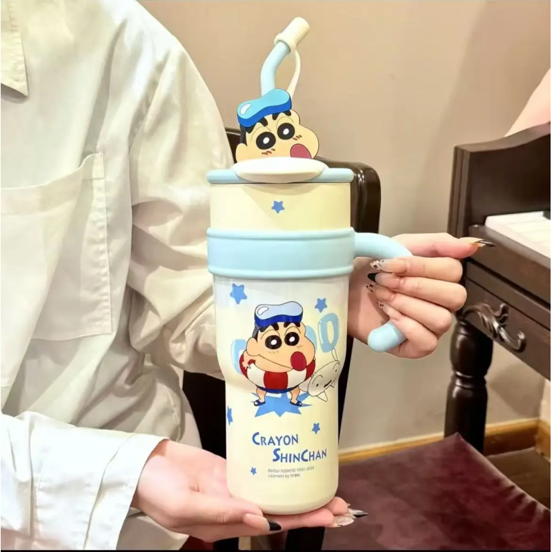 Large Capacity 304 Stainless Steel Insulated Tumbler Cup Crayon Shinchan Big Mac Ice King Design