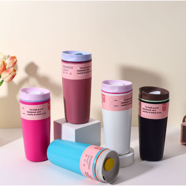 12oz\20oz Custom Stainless Steel Vacuum Insulated Heat-insulating Cups Sliding Office Coffee Cups Travel Water Cups Ice Drinks