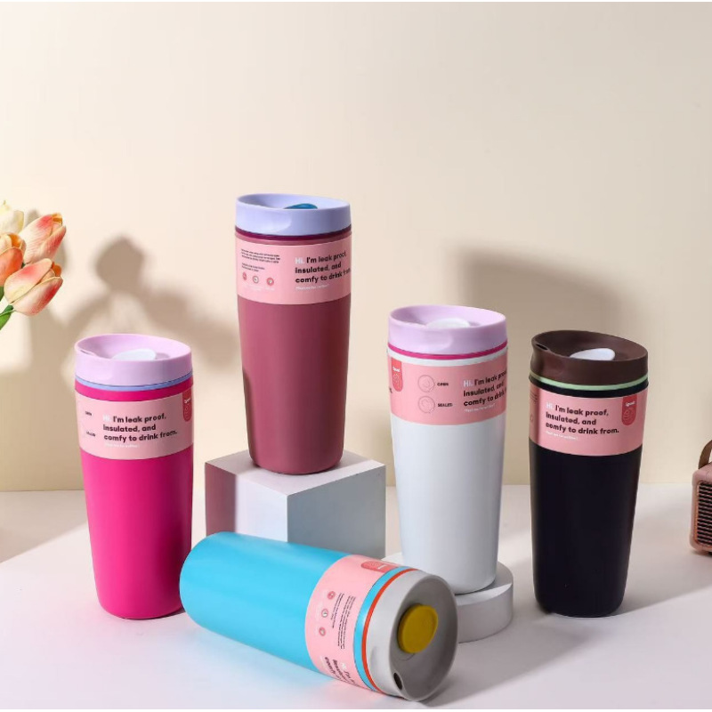 12oz\20oz Custom Stainless Steel Vacuum Insulated Heat-insulating Cups Sliding Office Coffee Cups Travel Water Cups Ice Drinks