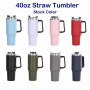 Hot-selling 40oz Double-layer Stainless Steel Vacuum Custom Portable Travel Coffee Cup with Handle and Straw