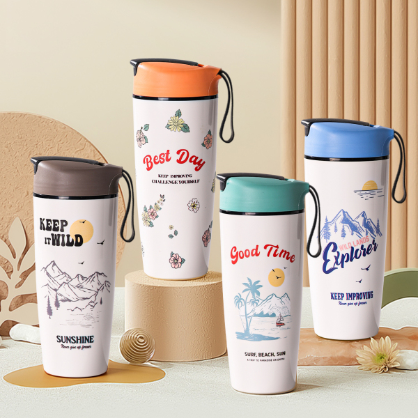 Ceramic Inner Lid Insulated Cup High Aesthetic New Design Large Capacity Coffee Cup for Women Portable Travel Mug