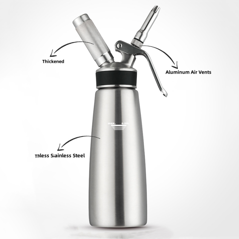 Whipped Cream Dispenser Stainless Steel Milk Frother Commercial Foaming Gun for Coffee Steamed Milk