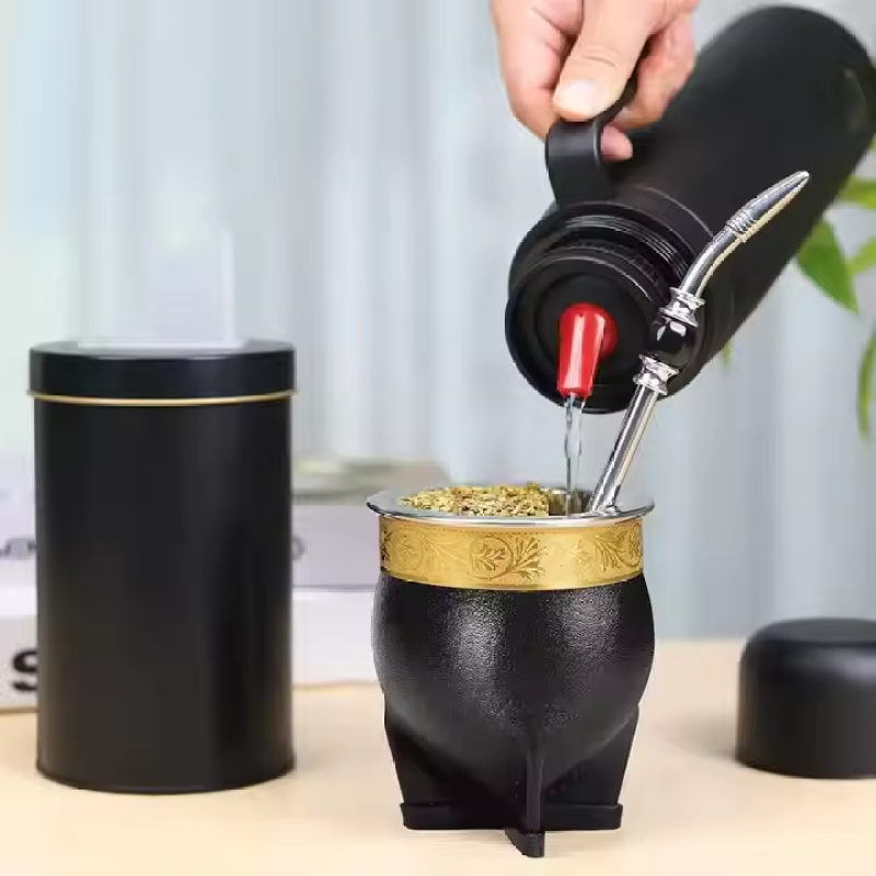 Stainless Steel Insulated Cup Paired with Yerba Cup and Yerba Cup Tea Container