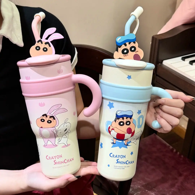 Large Capacity 304 Stainless Steel Insulated Tumbler Cup Crayon Shinchan Big Mac Ice King Design
