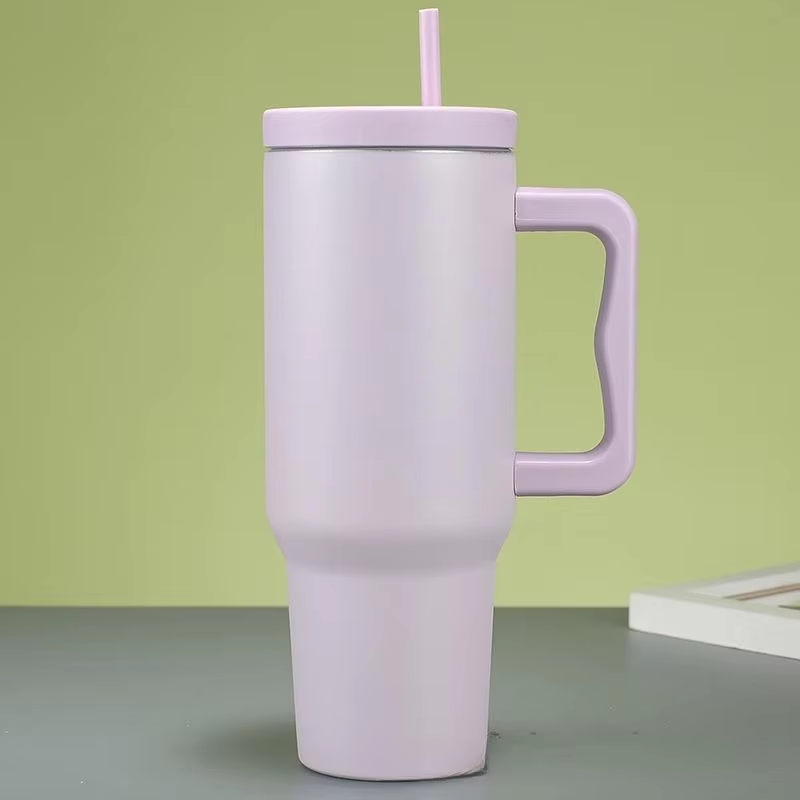 Customized  40oz Cup Trek Tumbler Stainless Steel Insulated Vacuum Sublimation Tumbler With Handle and Straw