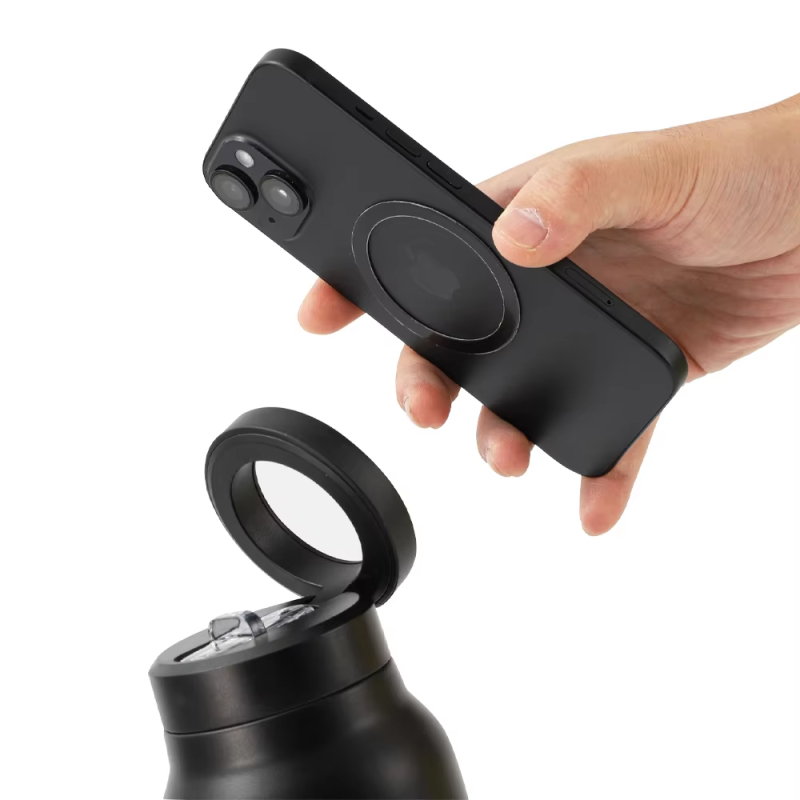 25oz Magnetic Stainless Steel Vacuum Insulated Water Bottle with Hidden Straw and Built-in Phone Holder for Outdoor Adventures