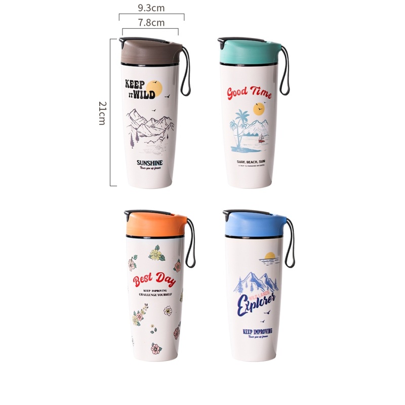 Ceramic Inner Lid Insulated Cup High Aesthetic New Design Large Capacity Coffee Cup for Women Portable Travel Mug