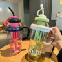 1200ml Big Belly Coffee Cup Bulk Plastic Bottle with Straw & Built-in Tea Filter