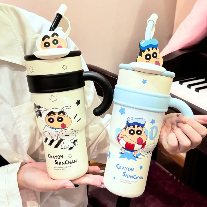 Large Capacity 304 Stainless Steel Insulated Tumbler Cup Crayon Shinchan Big Mac Ice King Design
