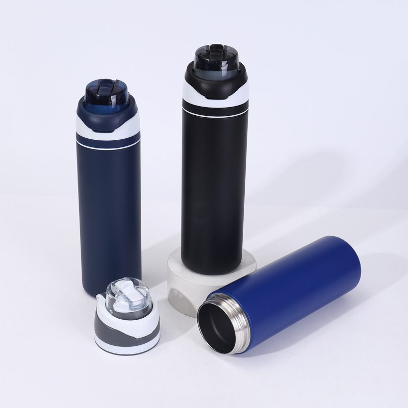 Insulated Stainless Steel Tumbler with Straw & Lid 304 Grade Simple Solid Color Dual Drinking Options